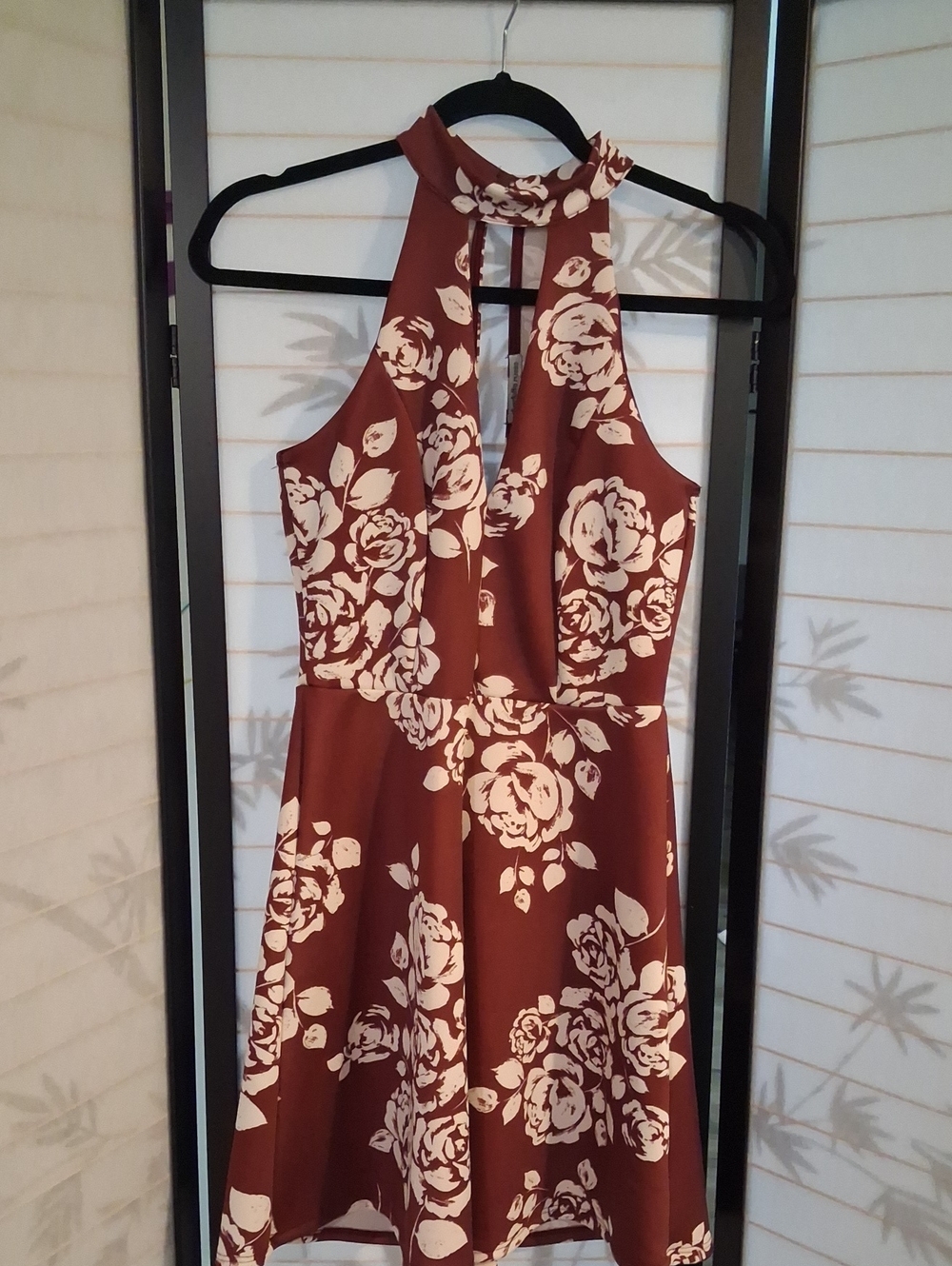 Charlotte Russe Rust Halter Floral Mini Dress